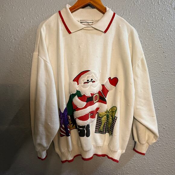 Vintage Westbound Christmas Pullover Sweatshirt Crewneck Size Large Santa - Picture 1 of 5